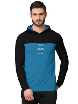 BULLMER - Colorblock Full Sleeve Hooded Sweatshirts For Men Black And Blue