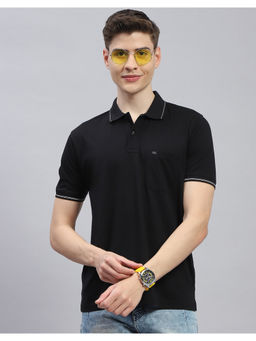 Monte Carlo - Mens Black Solid Half Sleeve Casual Polo T-Shirt