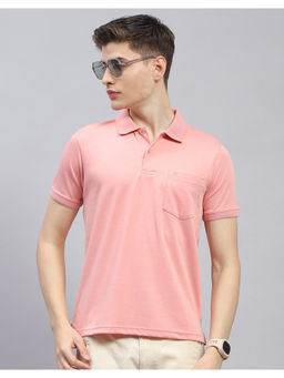Monte Carlo - Mens Pink Solid Half Sleeve Casual Polo T-Shirt