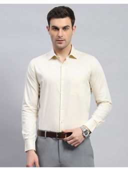 Monte Carlo - Mens Lemon Yellow Solid Spread Collar Casual Shirt
