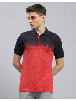 Monte Carlo - Mens Navy Blue Colorblock Half Sleeve Casual Polo T-Shirt