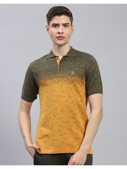 Monte Carlo - Mens Olive Colorblock Half Sleeve Casual Polo T-Shirt