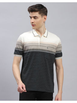 Monte Carlo - Mens Black Stripes Half Sleeve Casual Polo T-Shirt