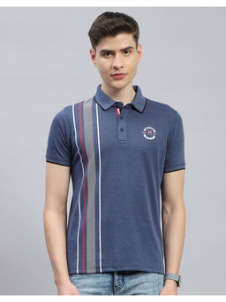 Monte Carlo - Mens Navy Blue Solid Half Sleeve Casual Polo T-Shirt