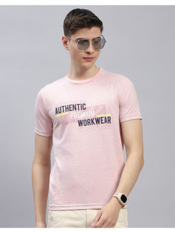 Monte Carlo - Mens Pink Typography Round Neck Half Sleeve Casual T-Shirt