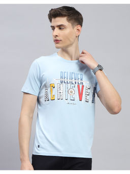 Monte Carlo - Mens Blue Typography Round Neck Half Sleeve Casual T-Shirt