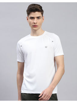 Monte Carlo - Mens White Solid Round Neck Half Sleeve Casual T-Shirt