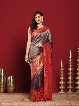 MEENA BAZAAR - Purple Art Silk Woven Saree with Unstitched Blouse Piece