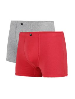 Puma - Basic Plain Mens Red & Grey Trunks (Pack of 2)