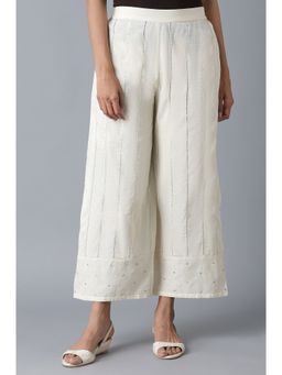 Folksong - Ecru Parallel Pants Solid Light Festive Regular Fit