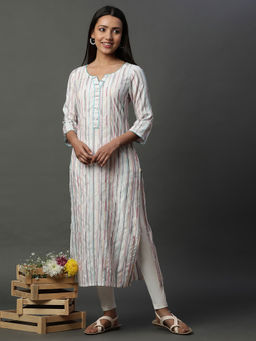 Aurelia - Women Multi-Color Stripes Rayon Kurta