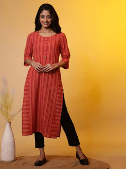 Aurelia - Women Multi-Color Stripes Cotton Kurta