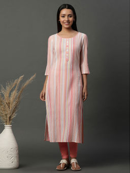 Aurelia - Women Multi-Color Stripes Rayon Kurta