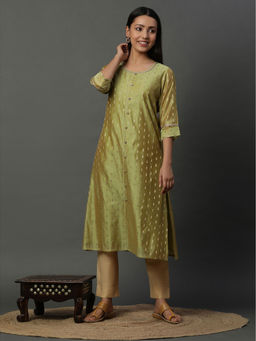 Aurelia - Women Olive Embroidered Rayon Kurta