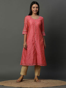 Aurelia - Women Pink Embroidered Rayon Kurta
