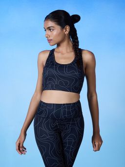 Nykd by Nykaa - All Day On Trend Sports Bra With Keyhole Back, Doodle Black Print - NYK082