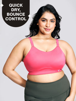 Nykd by Nykaa - Multiway Adjustable High Impact Bounce Control Padded Sports Bra, Pink - NYK908