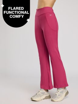 Nykd by Nykaa - Ultimate Cotton Flare Leggings with Anti Slip Waist & Pockets, Grape - NYAT503