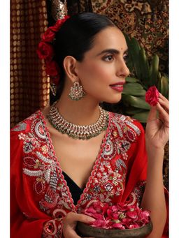 SWABHIMANN - Women Hritika Green Polki Necklace with Earring
