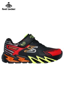 SKECHERS - Boys Flex-Glow Bolt Black Red Casual Sneakers