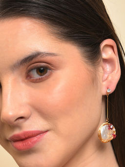 Sohi - White Pearls Gold Plated Contemporary Drop Earrings