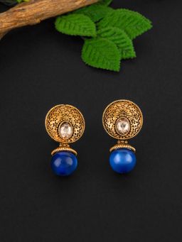 E2O - Gold Plated Stone Crafted Contemporary Drop Earrings