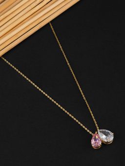 E2O - Gold Plated Brass Solitaire Layered Necklace
