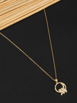 E2O - Gold Plated Metal Discy Chain Pendant Necklace