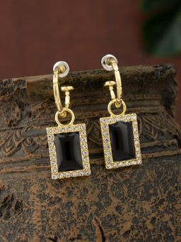 E2O - Gold Plated Stone Crafted Contemporary Drop Earrings