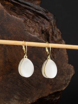 E2O - Gold Plated Stone Crafted Contemporary Lilac Drop Earrings