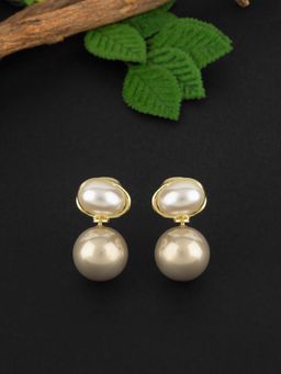 E2O - Gold Plated Peral Crafted Contemporary Lilac Drop Earrings