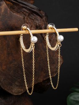 E2O - Gold Plated Peral Crafted Contemporary Drop Earrings