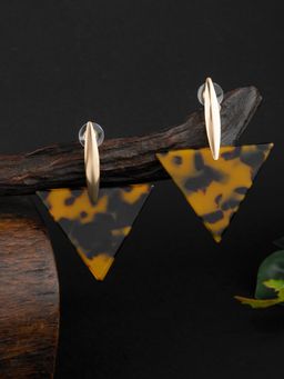 E2O - Balck And Yellow Triangle Shape Contemporary Drop Earrings