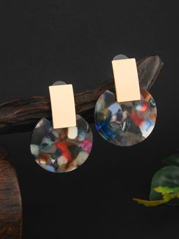 E2O - Multi Color Circular Shape Contemporary Drop Earrings