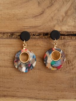 E2O - Multi Color Circular Shape Contemporary Drop Earrings