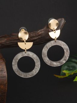 E2O - Grey Colour Circular Shape Contemporary Drop Earrings