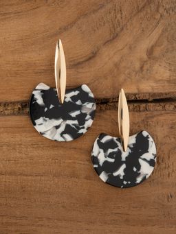 E2O - Grey Colour Half Circle Shape Contemporary Drop Earring