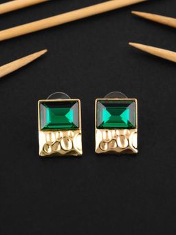 E2O - Contemporary Green Peral Embellished Stud Earrings for Women