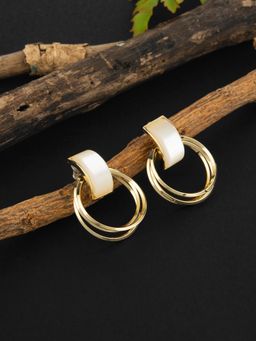 E2O - Gold Plated Peral Crafted Contemporary Drop Earrings