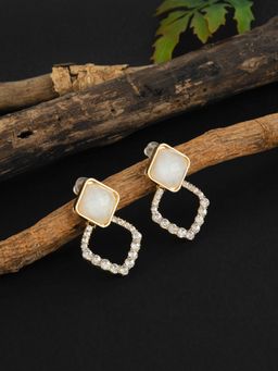 E2O - Contemporary Golden Peral Embellished Stud Earrings for Women