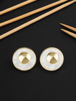 E2O - Contemporary Golden Round Shape Stud Earrings for Women