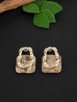 E2O - Contemporary Golden Peral Embellished Stud Earrings for Women