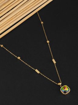 E2O - Gold Plated Metal Discy Chain Pendant Necklace