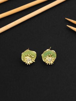 E2O - Contemporary Green Quirky Peral Embellished Stud Earrings for Women
