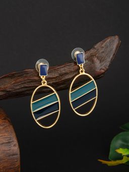 E2O - Gold Plated Multi Color Contemporary Drop Earrings
