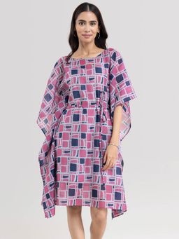 Pink Fort - Women Multicolor Abstract Print Kaftan Dress