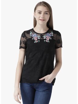 Dodo & Moa - Black Floral Western Wear Top