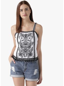 Dodo & Moa - White Floral Western Wear Top