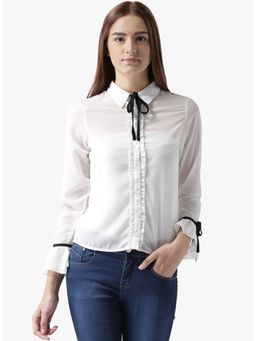 Dodo & Moa - Off White Solid/Plain Western Wear Shirt