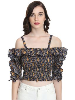Dodo & Moa - Black Floral Western Wear Top